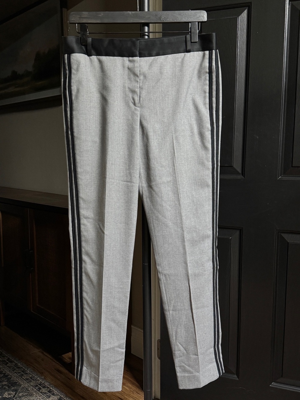 {rag & bone} Gray Black Tuxedo Satin Stripe Wool Dress Pants WP16